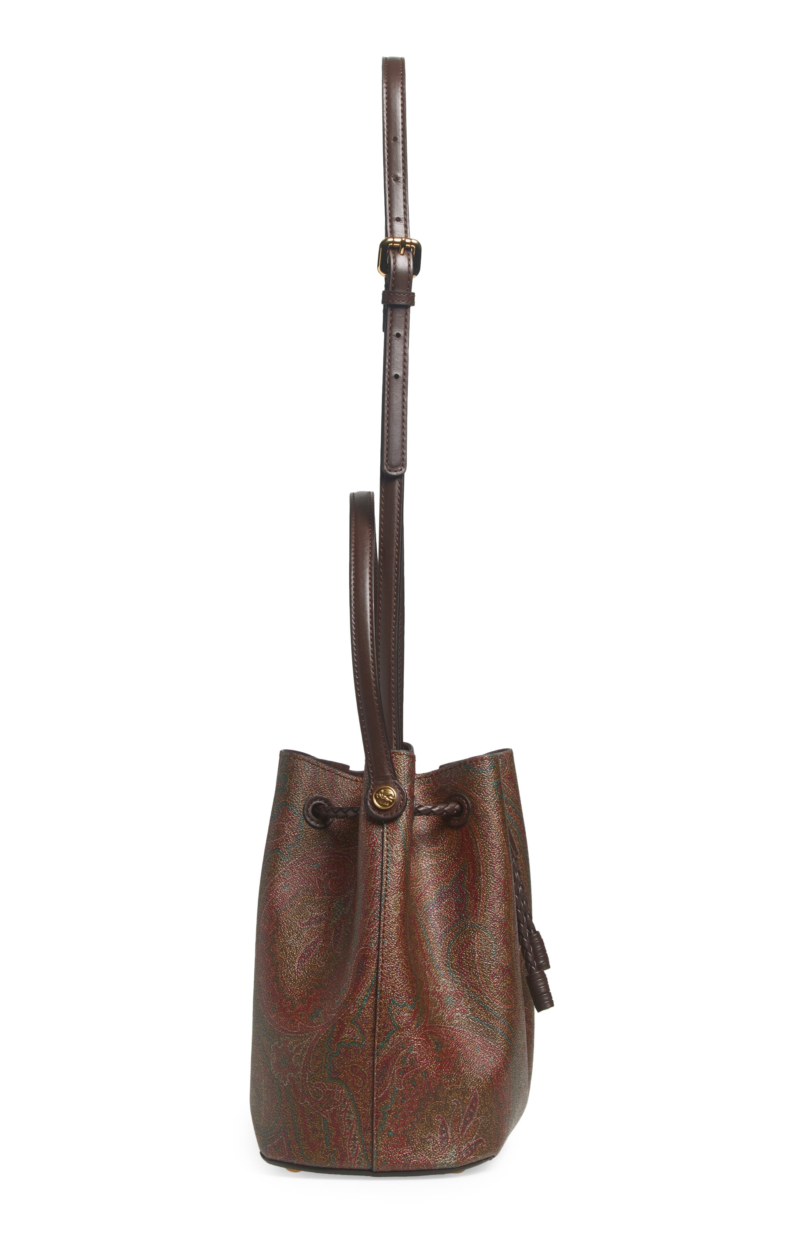 Etro Small Arnica Coated Canvas Bucket Bag in Brown at Nordstrom - 7