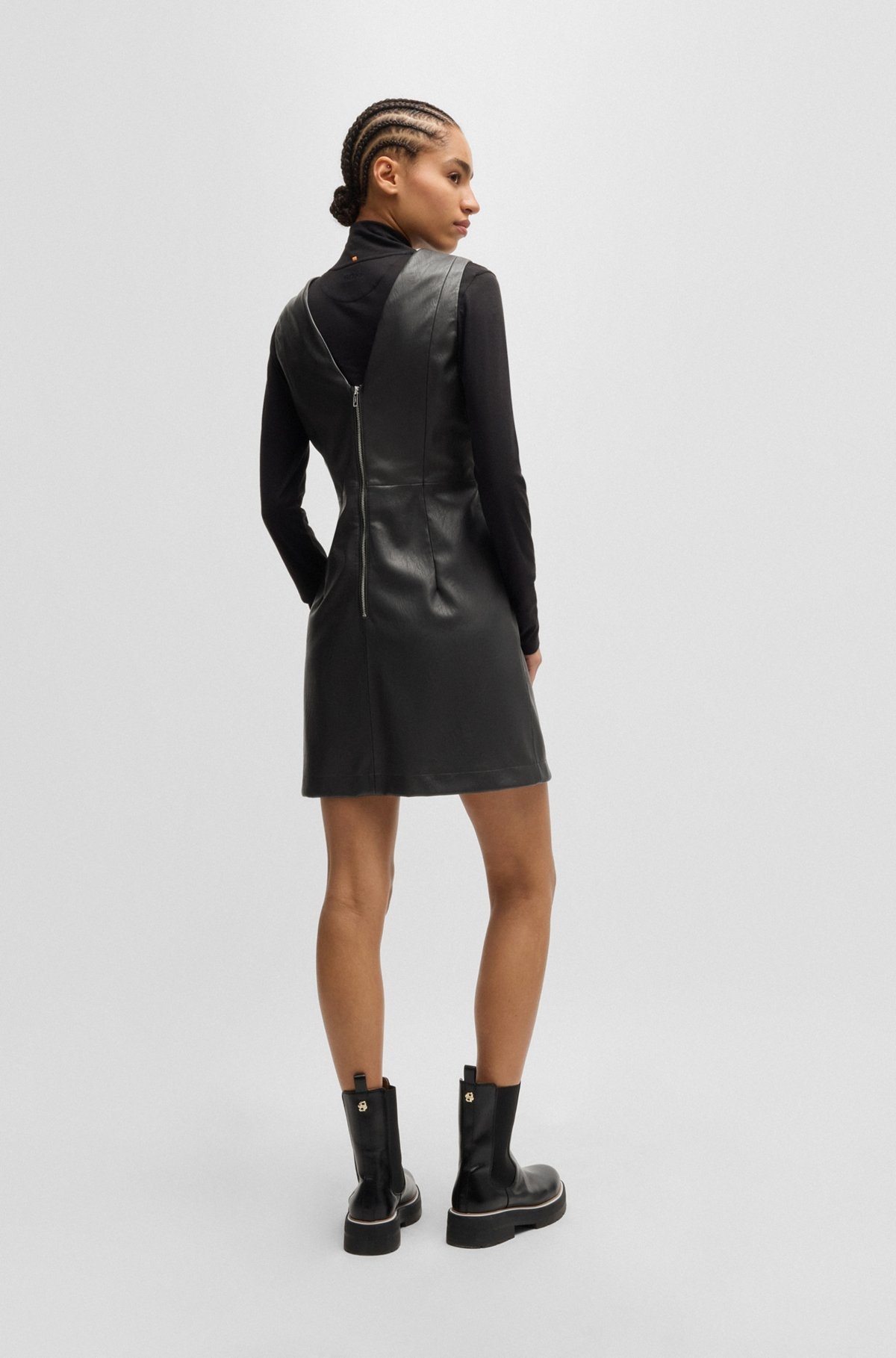SHIFT DRESS IN SOFT FAUX LEATHER - 4