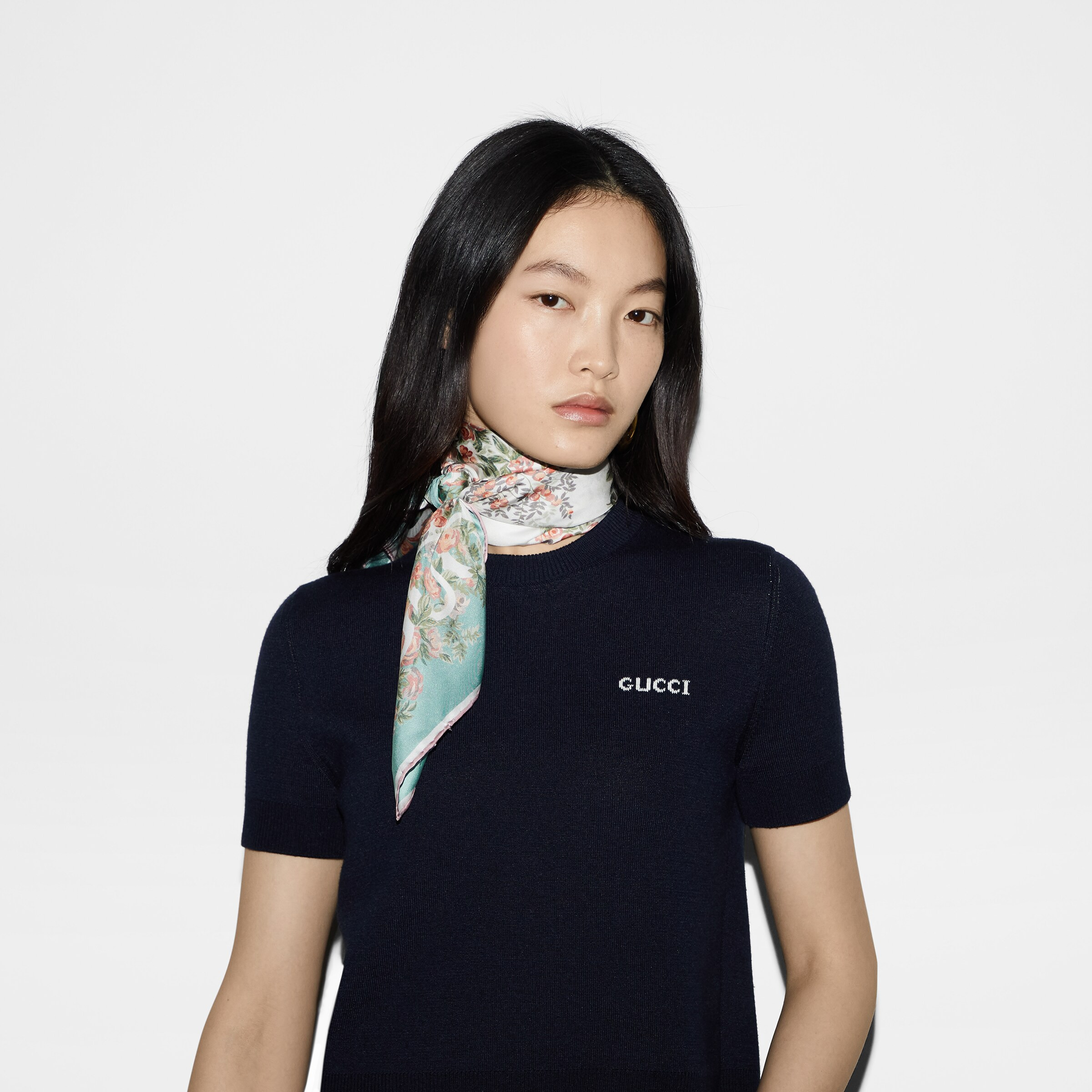 Gucci Interlocking G floral print silk carré - 3