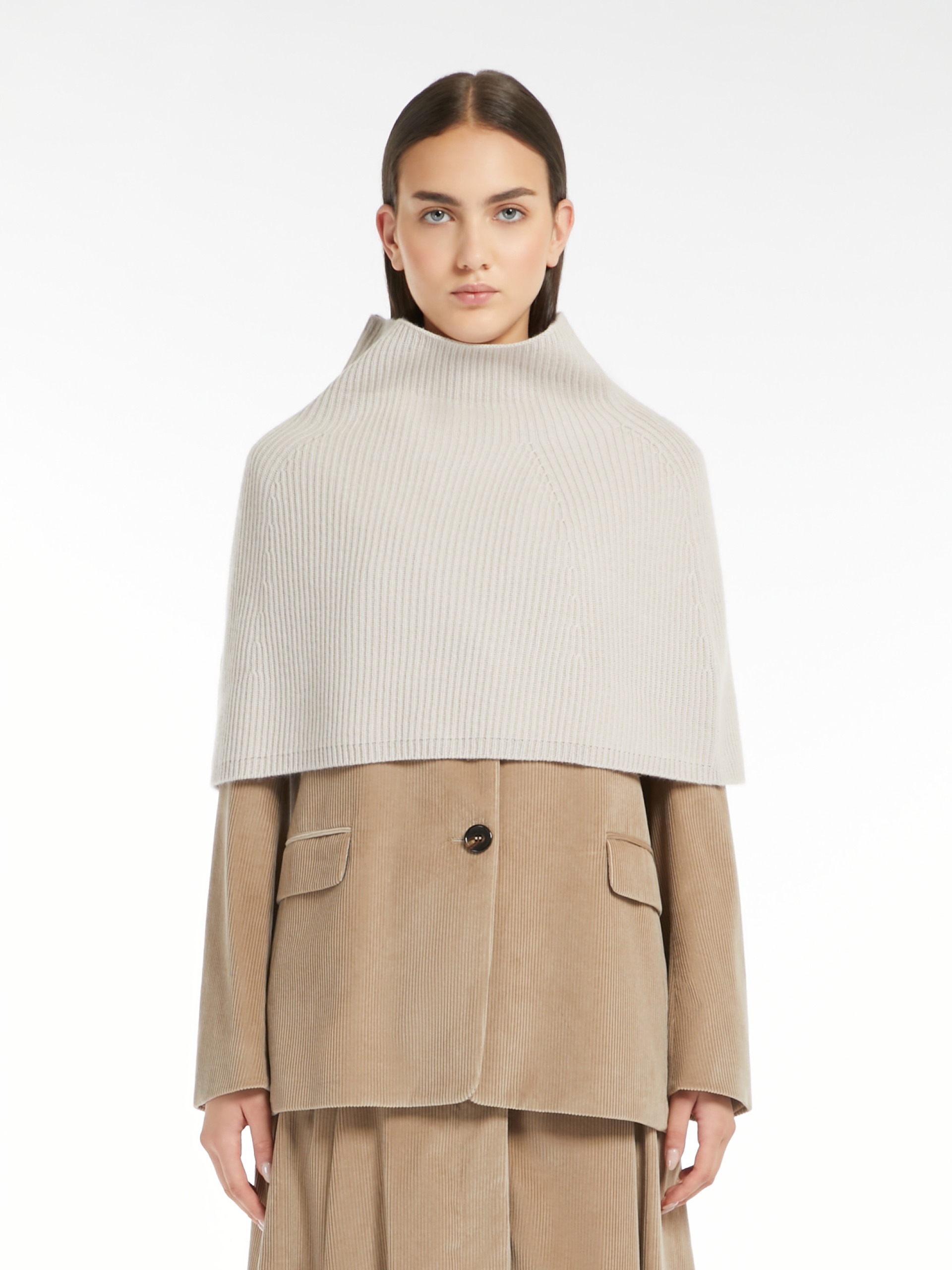 GIULIO Wool and cashmere ribbed cape - 3