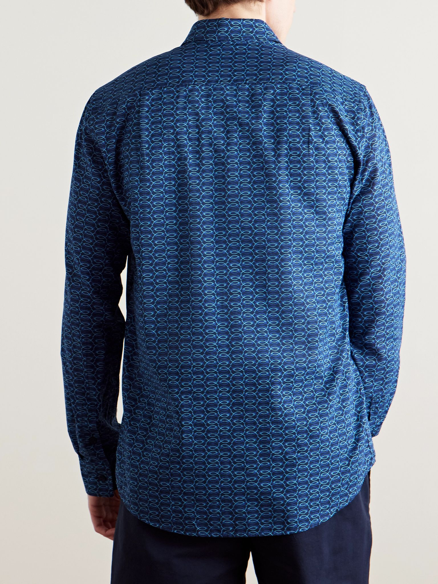 Caracal Printed Organic Cotton-Voile Shirt Blue - 4