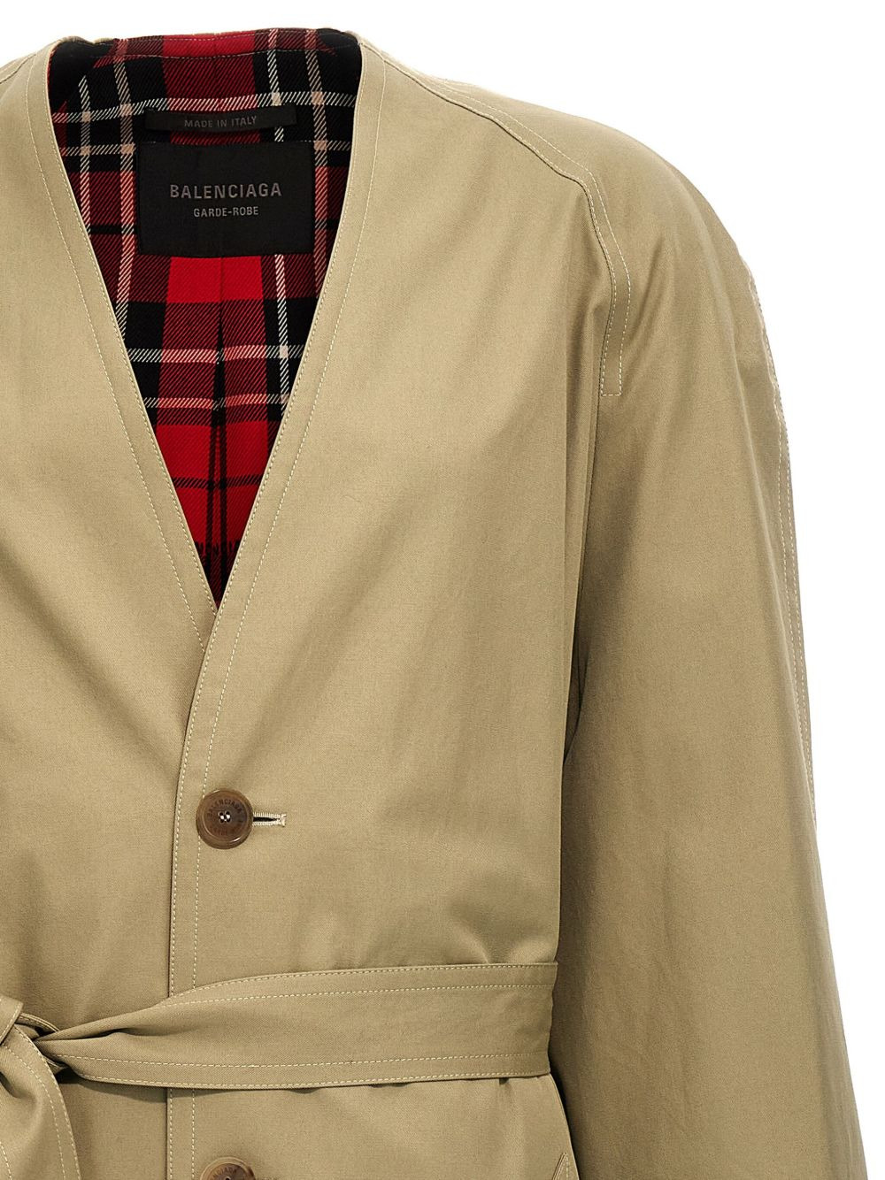 V-neck belted cotton trench coat - 3