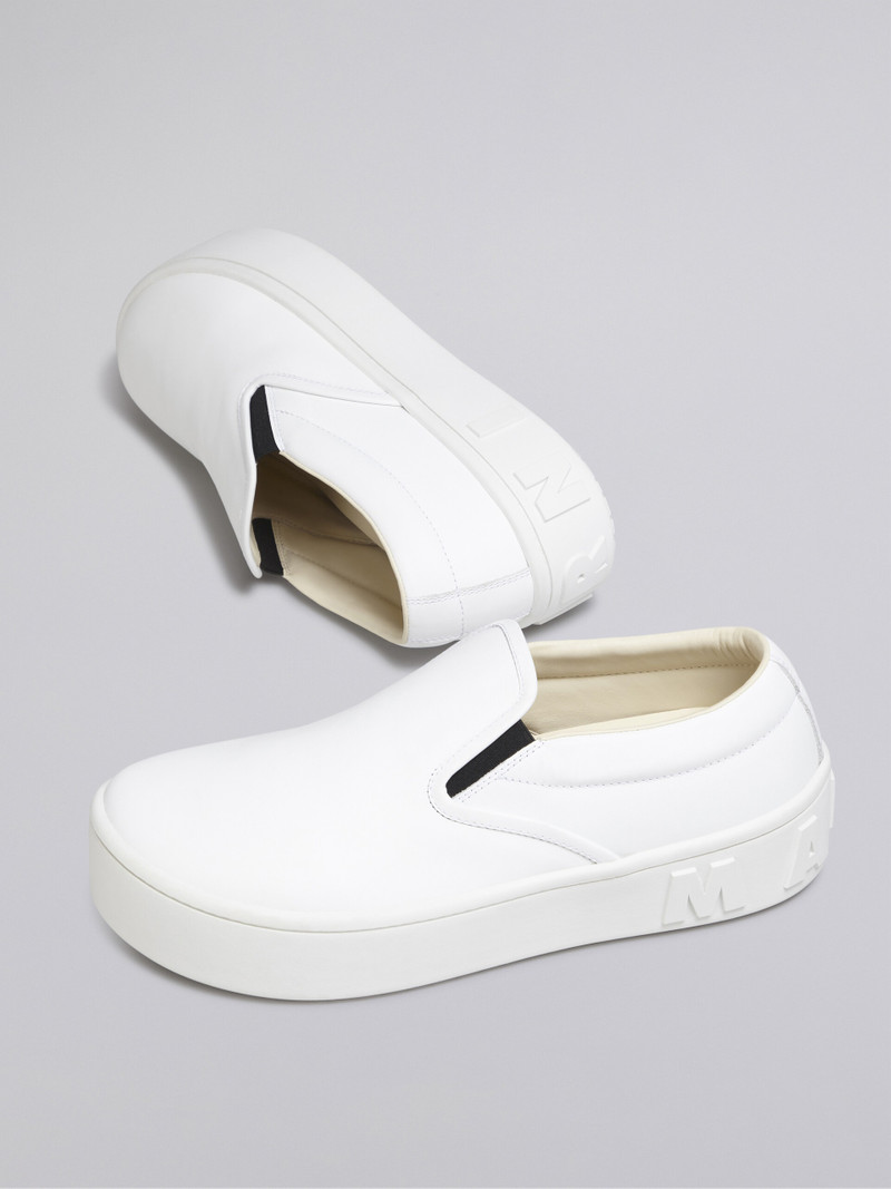 WHITE LEATHER SLIP-ON SNEAKER WITH MAXI LOGO 5