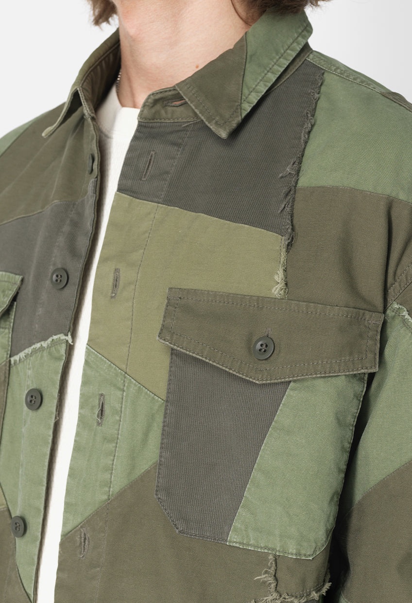 PATCHWORK MILITARY OVERSHIRT - 4