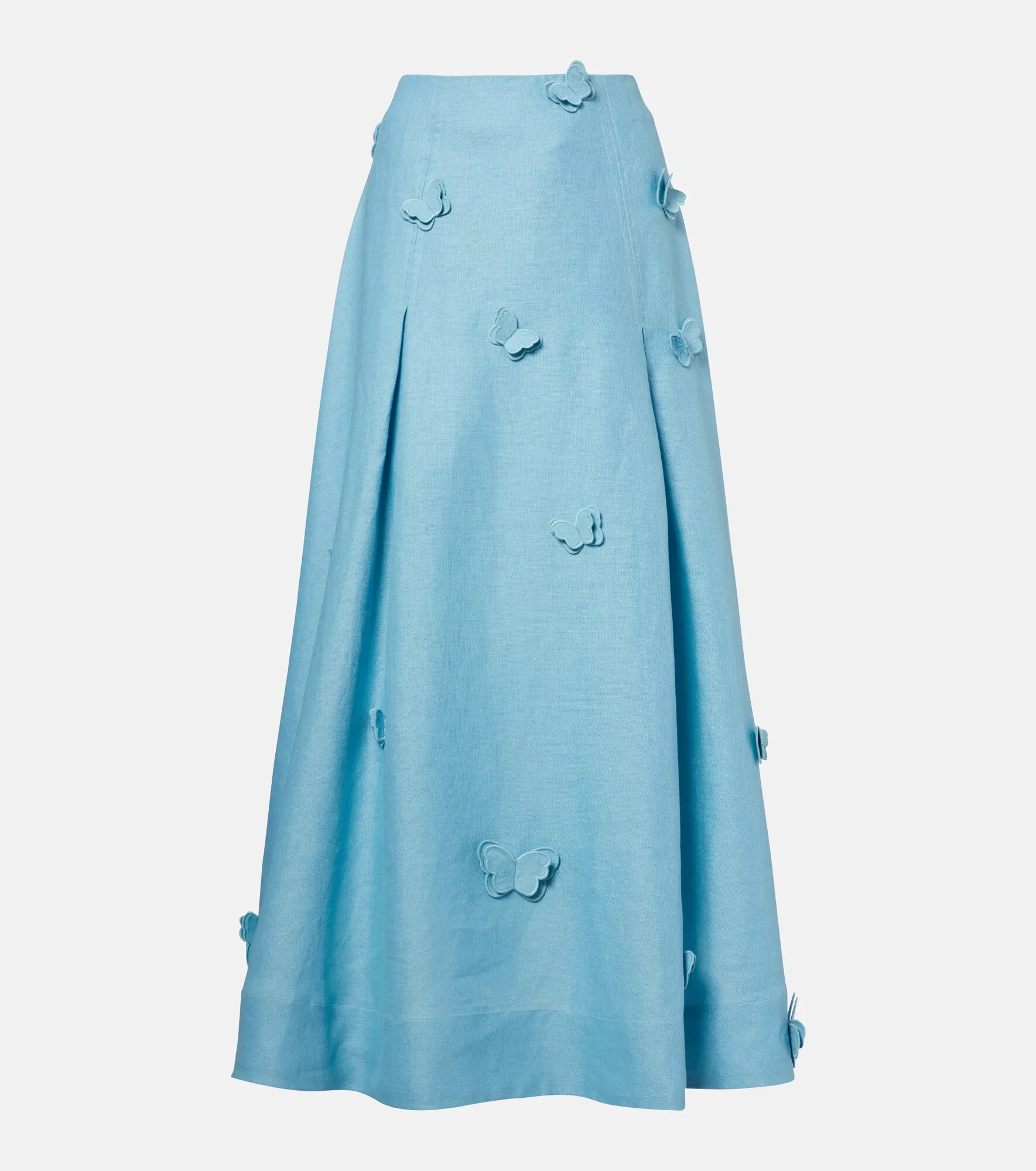 Patch-appliqué linen midi skirt - 1