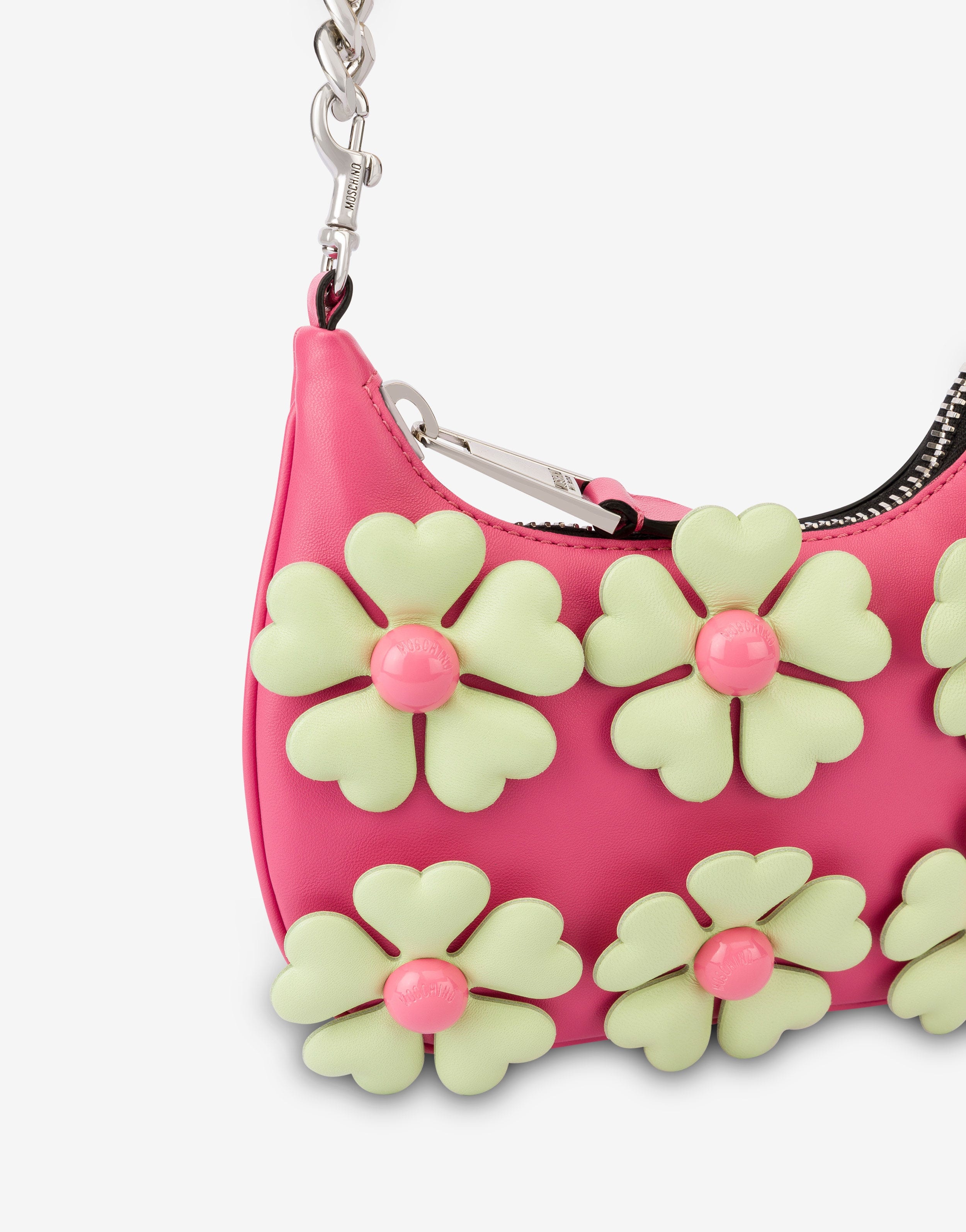MINI NAPPA LEATHER HEART FLOWERS HOBO BAG - 4