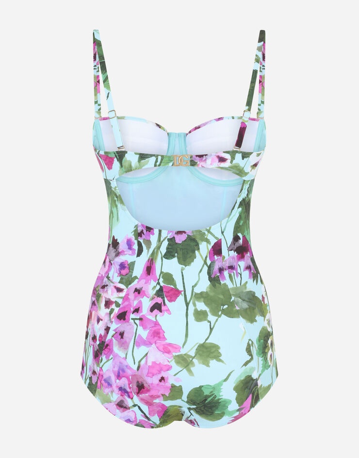 Bluebell-print one-piece balconette swimsuit - 3