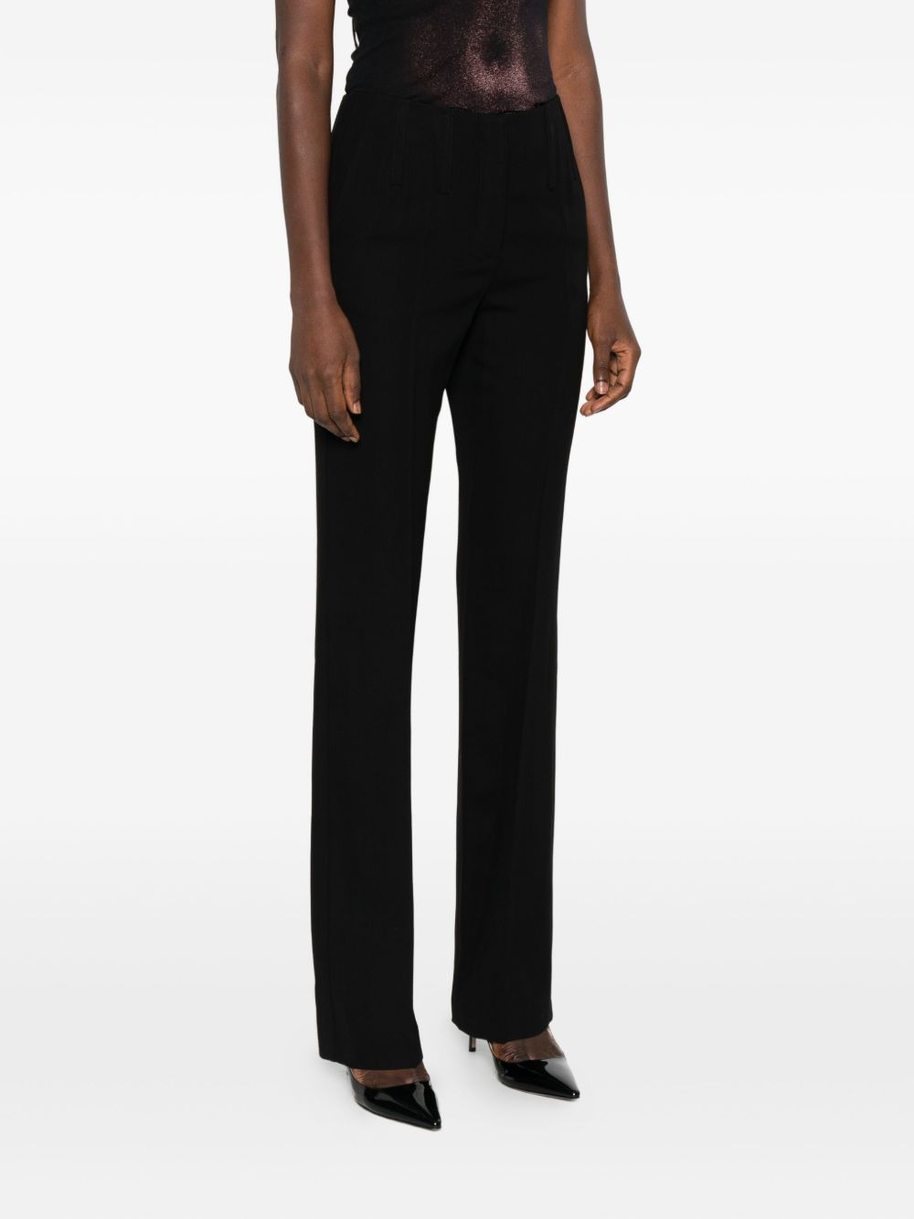 pleated-front straight-leg trousers - 3