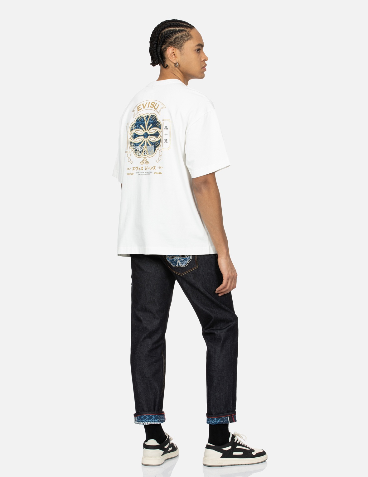 SEAGULL AND KAMON SASHIKO EMBROIDERY CARROT FIT JEANS #2017 - 3