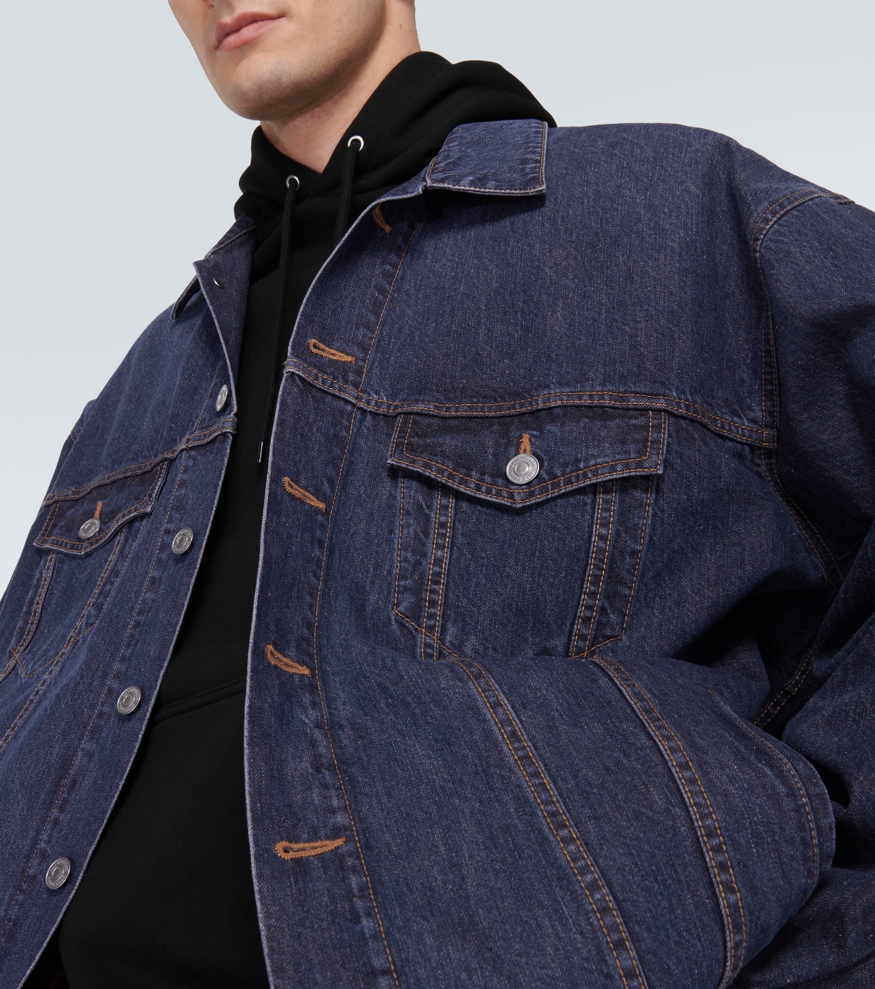 Oversized cotton and silk denim jacket - 5