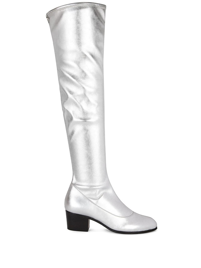 metallic silver knee-length boots 1