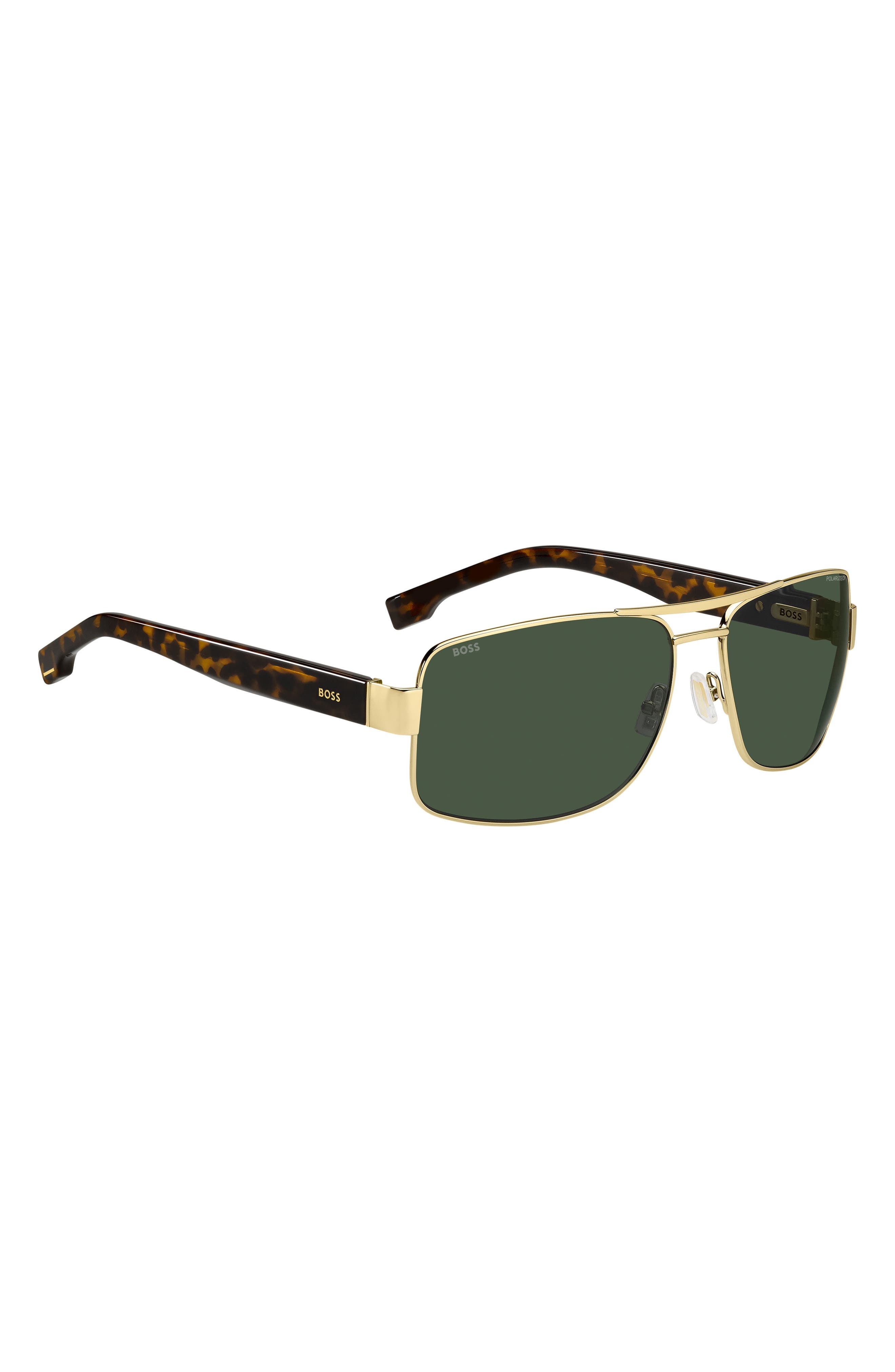 BOSS 62mm Oversize Polarized Navigator Sunglasses in Gold/Green Polar at Nordstrom - 6