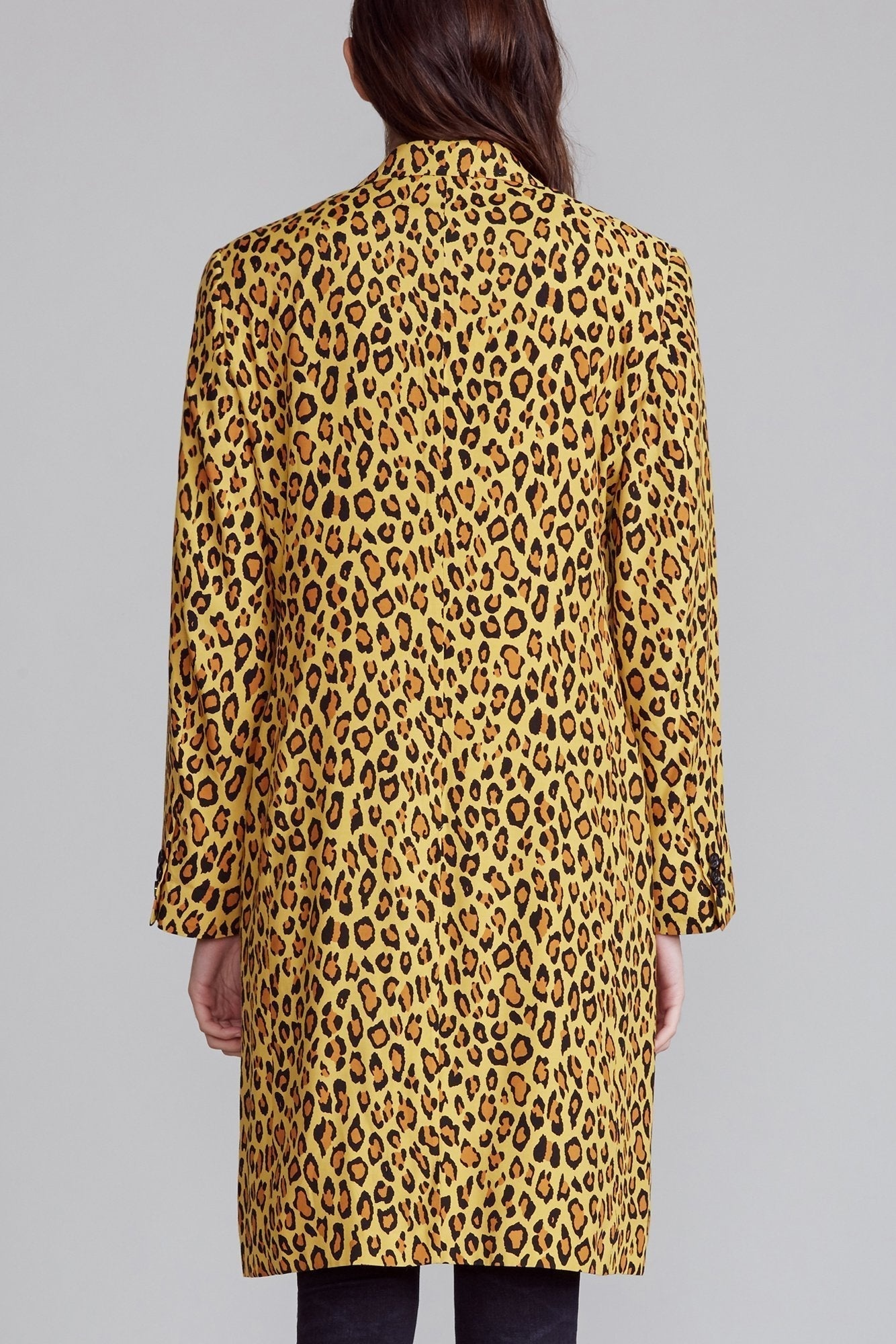 Peak Lapel Double Breasted Coat - Yellow Leopard | R13 - 5