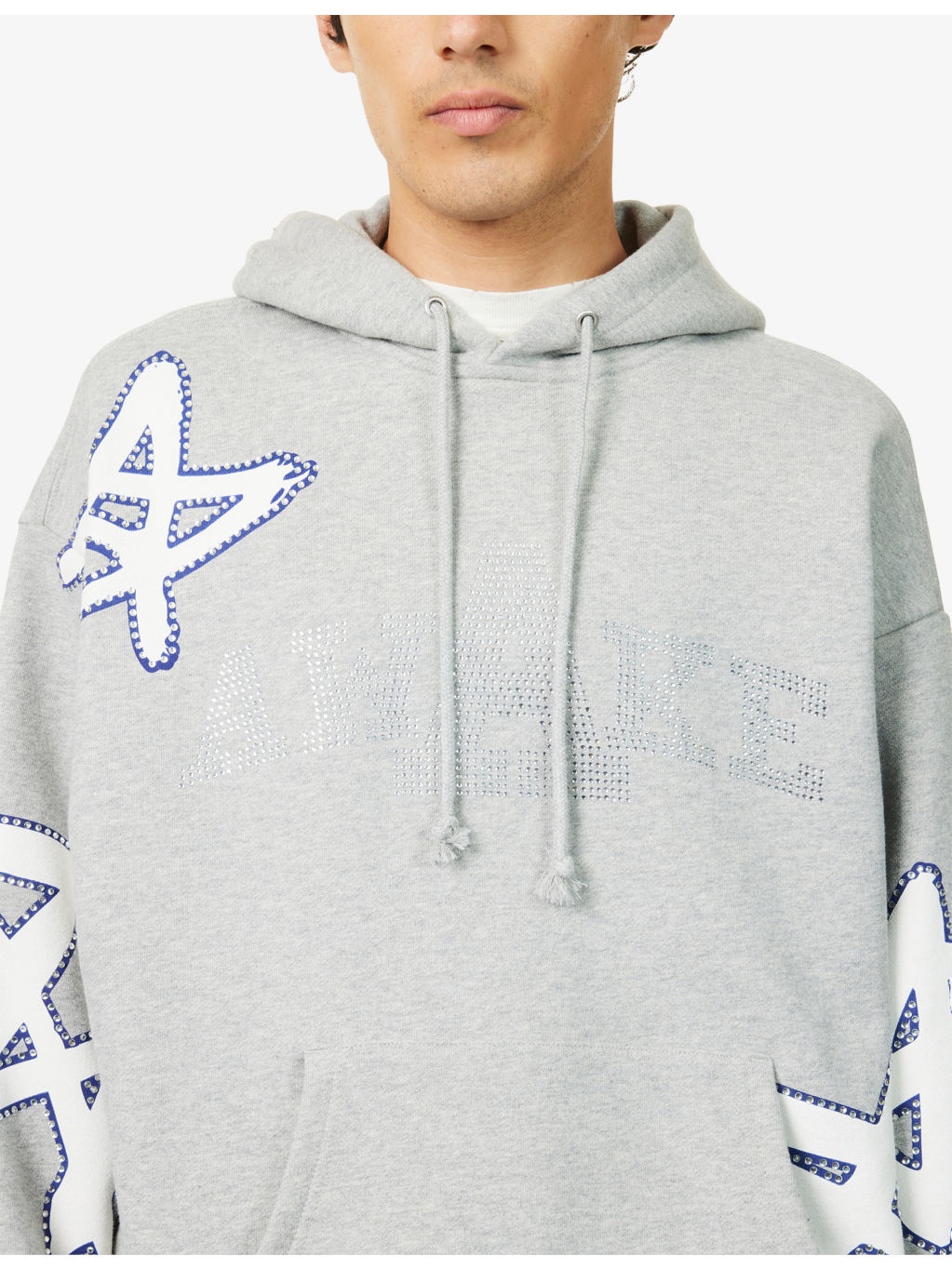 Rhinestone Kangaroo-Pocket Cotton-Jersey Hoody - 5