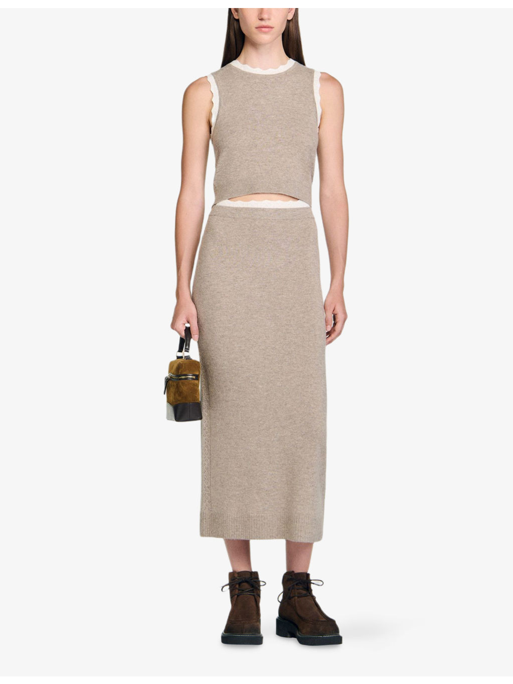 Contrast-Trim Wool and Cashmere Midi Skirt - 2