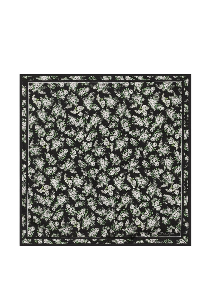 50x50 small flower bouquet-print silk twill scarf 1