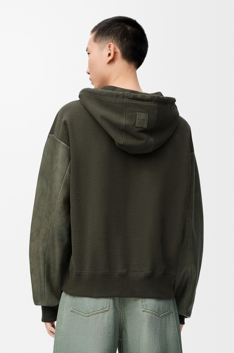 Hybrid hoodie in cotton and nappa lambskin 4