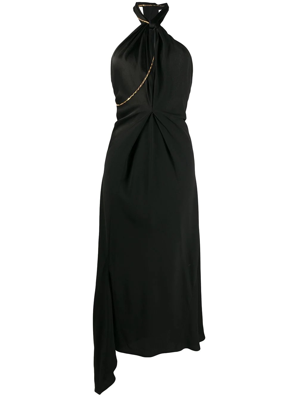 halterneck chain trim dress - 1