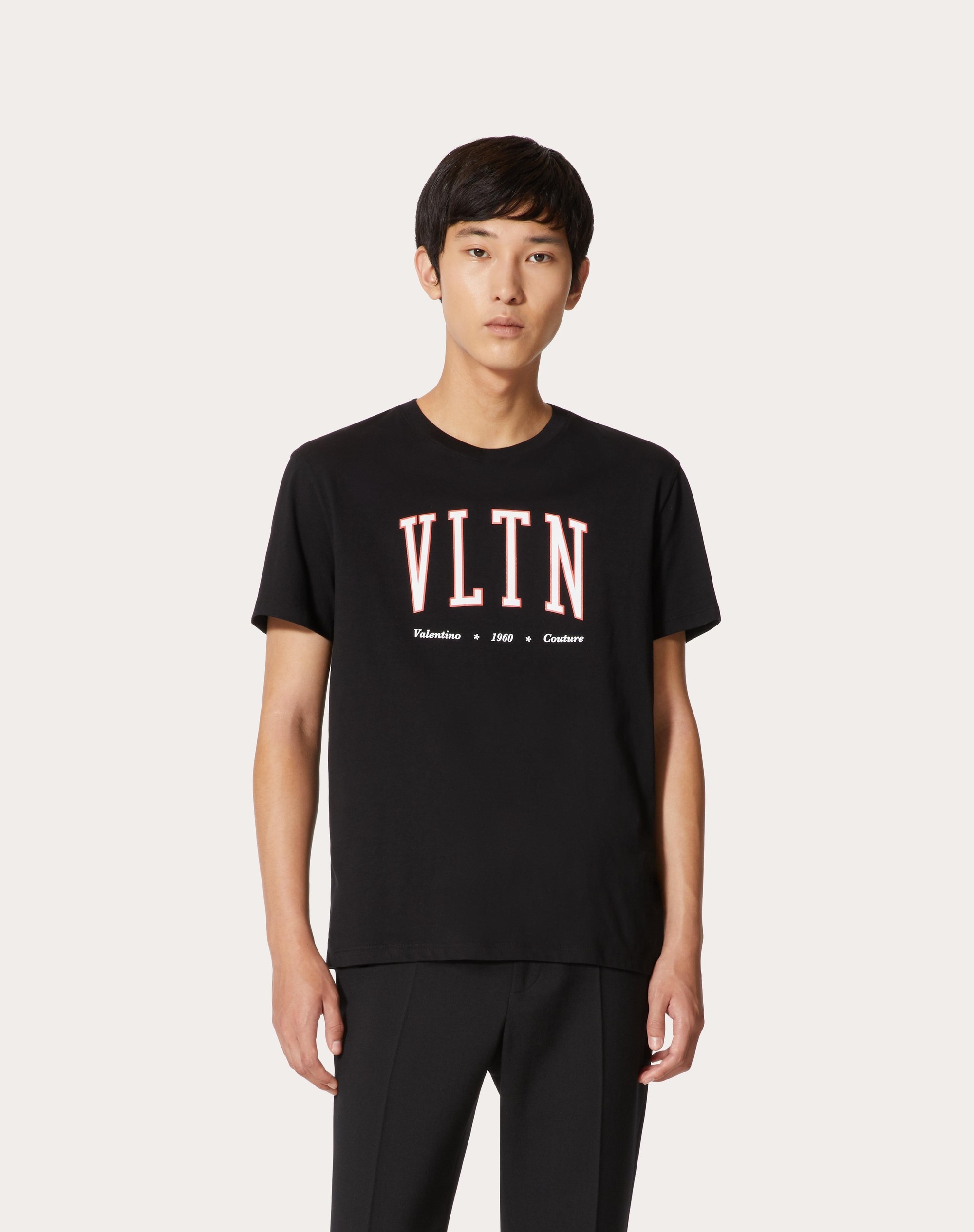 COTTON CREWNECK T-SHIRT WITH VLTN PRINT - 3