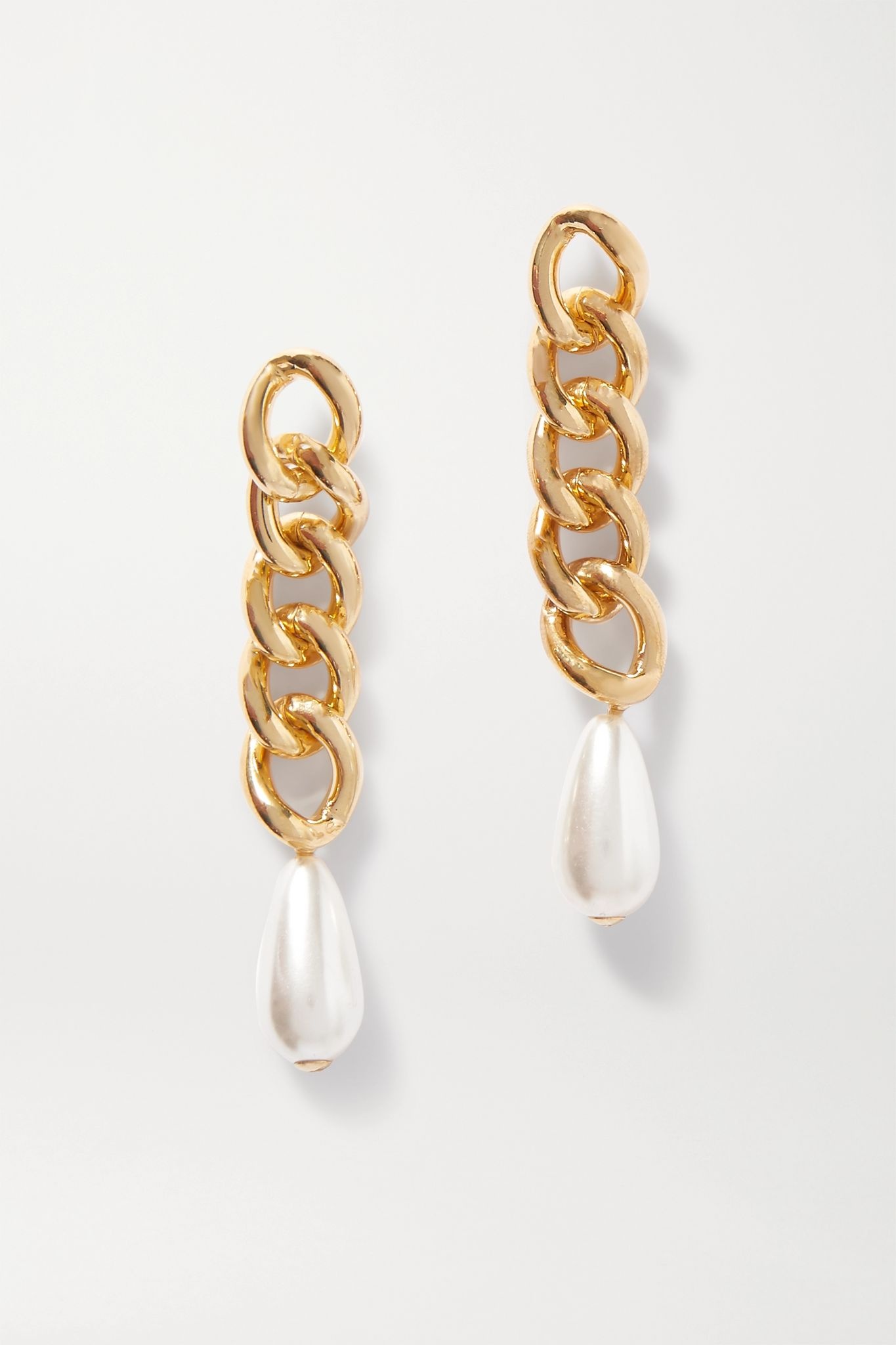 Gold-tone faux pearl earrings - 1