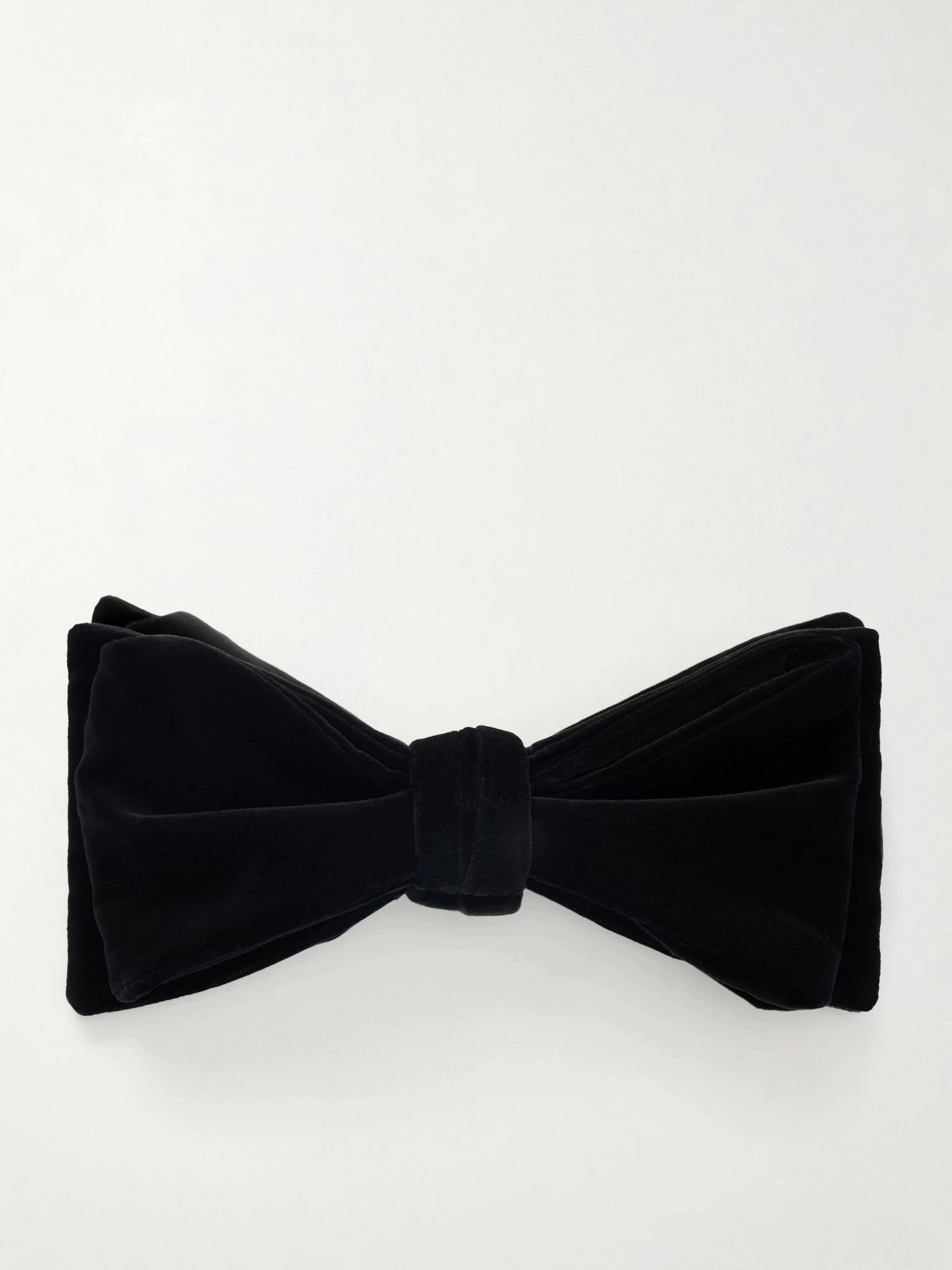 Liv cotton-blend velvet bowtie Black - 1