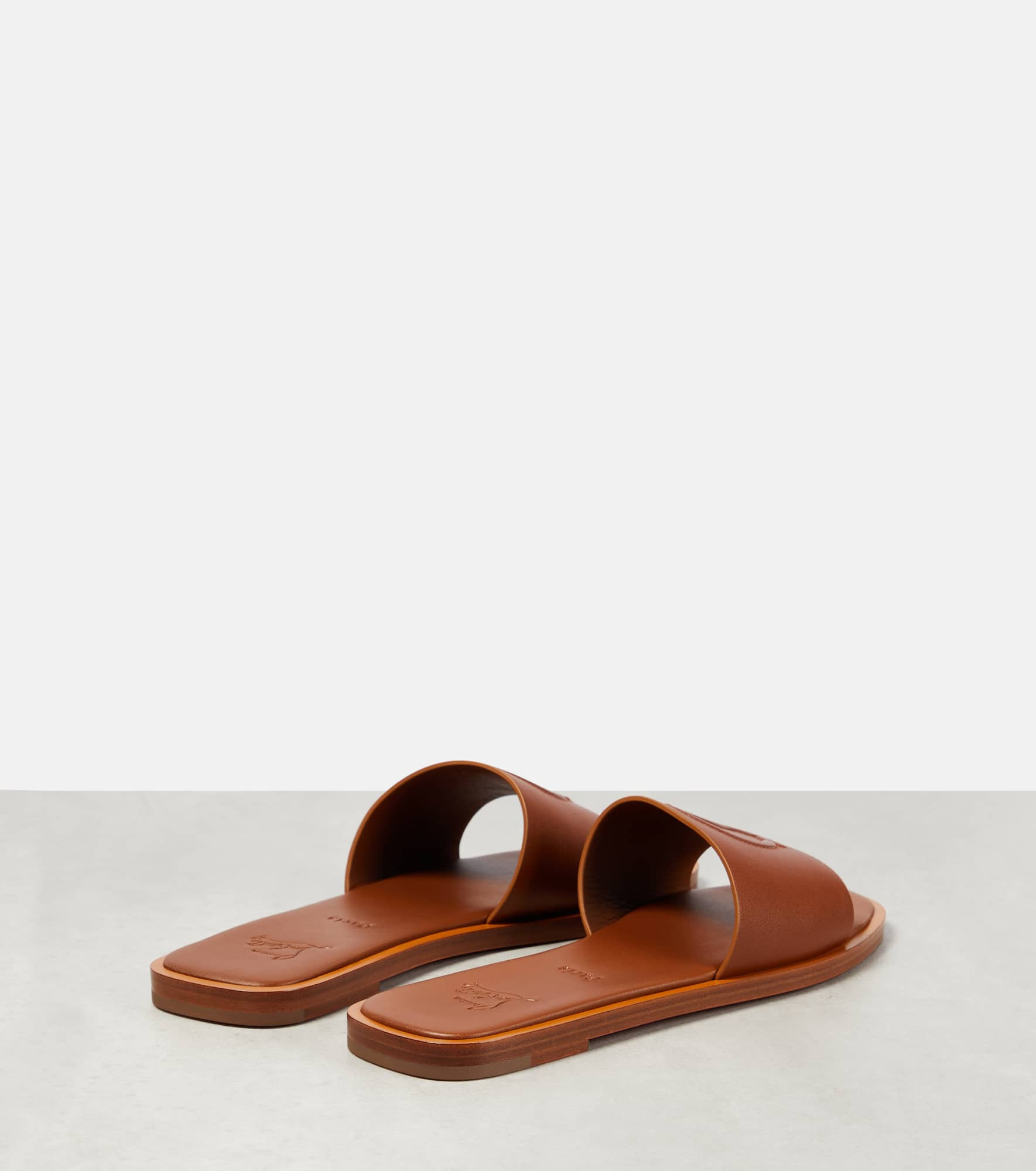 Logo leather slides - 3