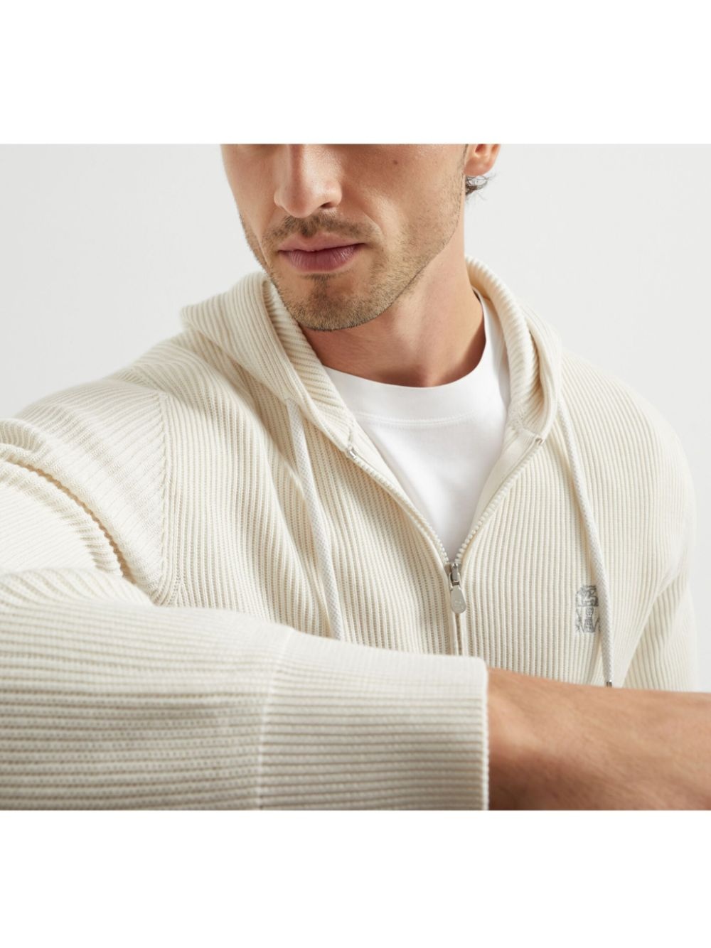 ribbed-knit hoodie - 5