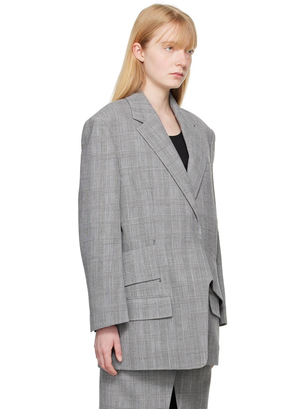 Gray Wrap Blazer - 2