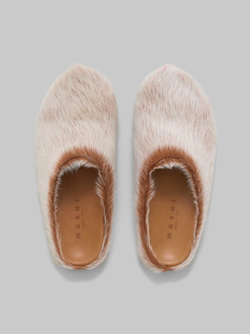 BEIGE LONG HAIR CALFSKIN FUSSBETT SABOT 4