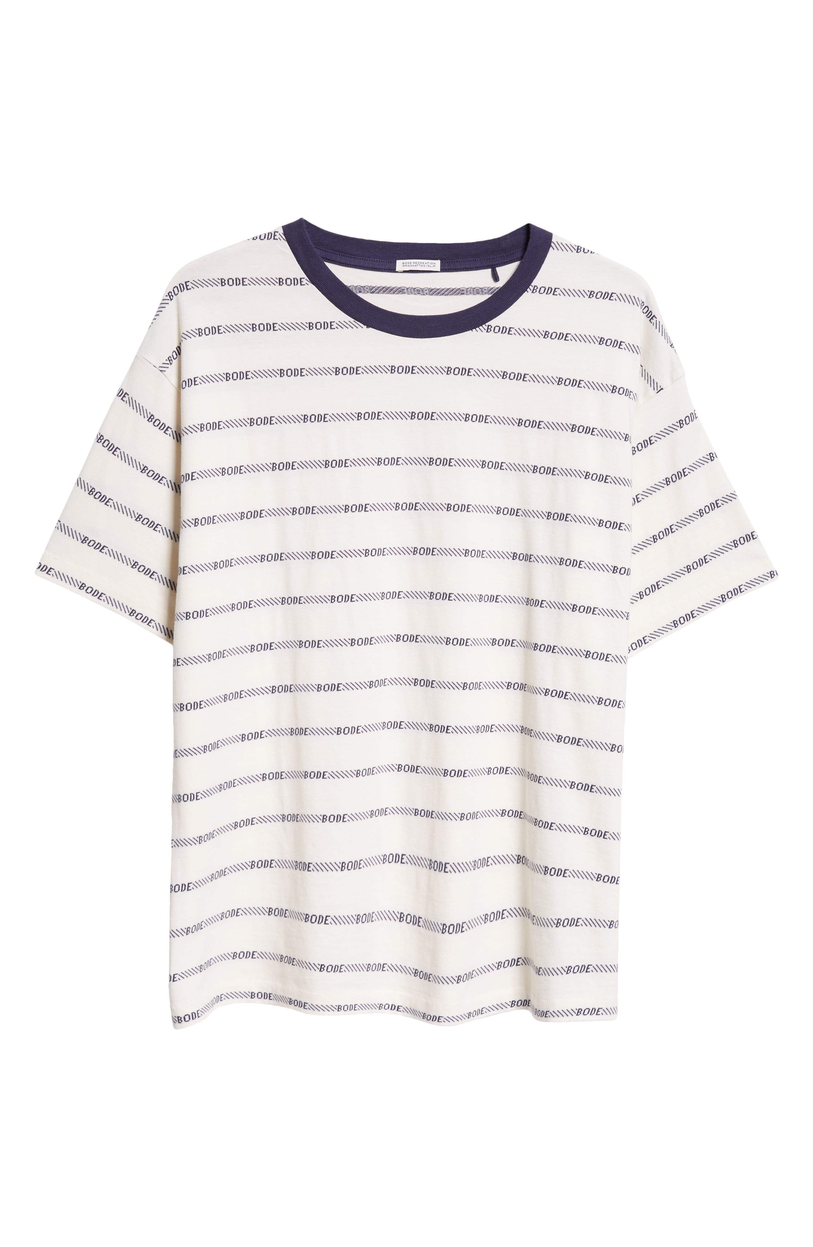 Bode Rec Jacquard Stripe Cotton Logo T-Shirt in White Multi at Nordstrom - 6
