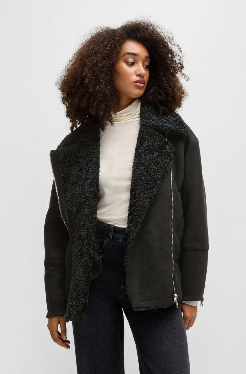 AVIATOR-STYLE JACKET IN FAUX SUEDE WITH FAUX SHEARLING 2