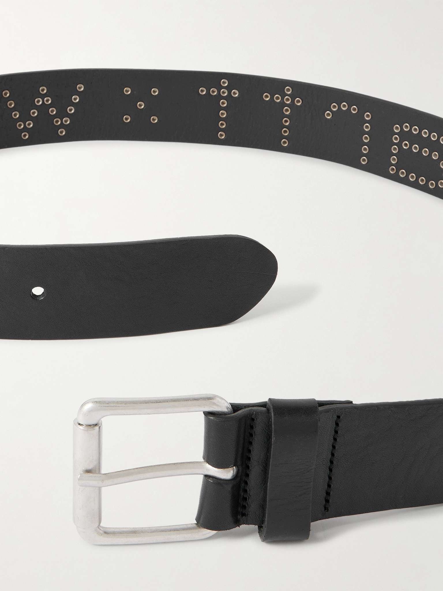Script 4cm Studded Leather Belt - 3
