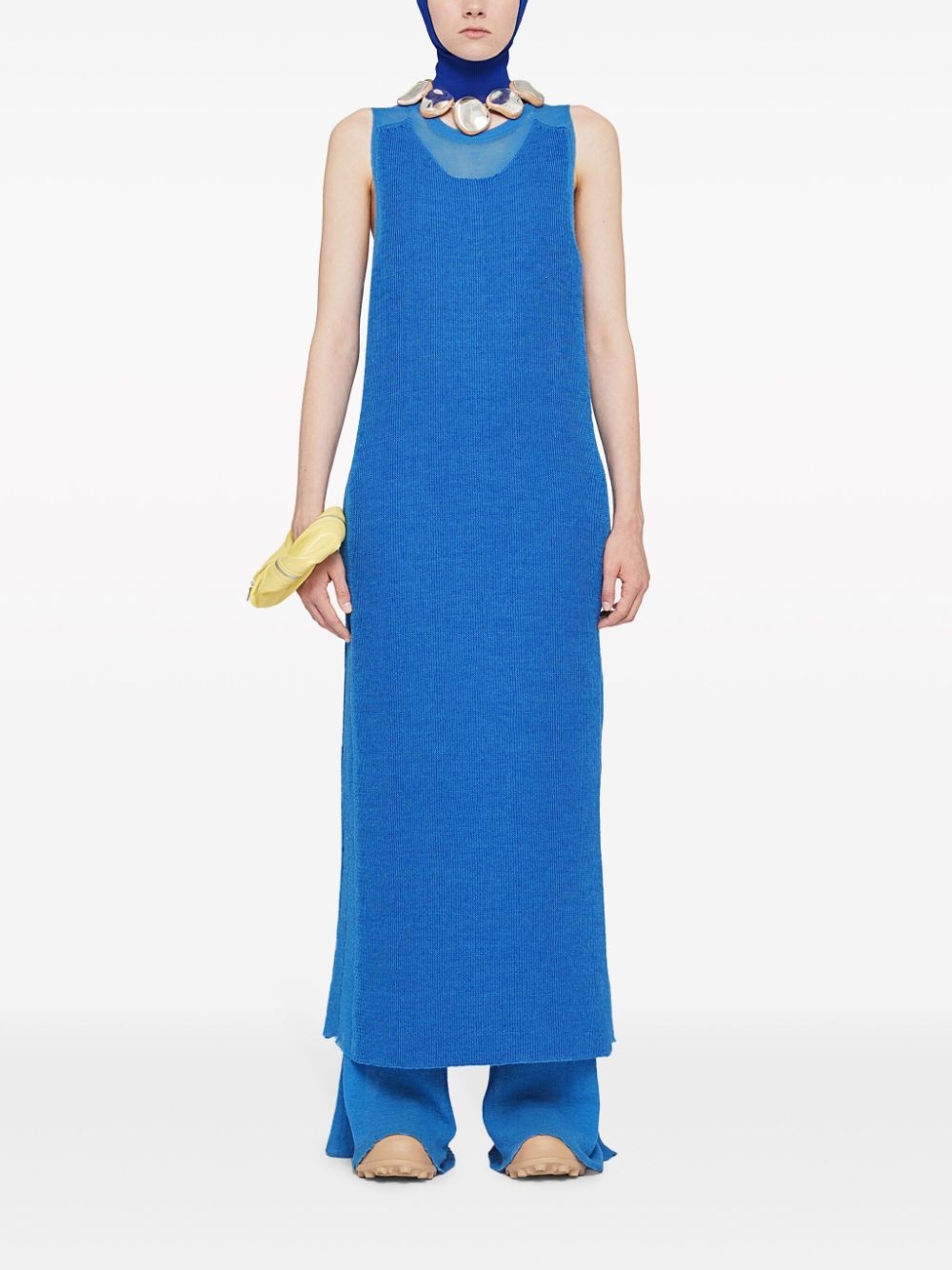 semi-sheer knit long dress - 2