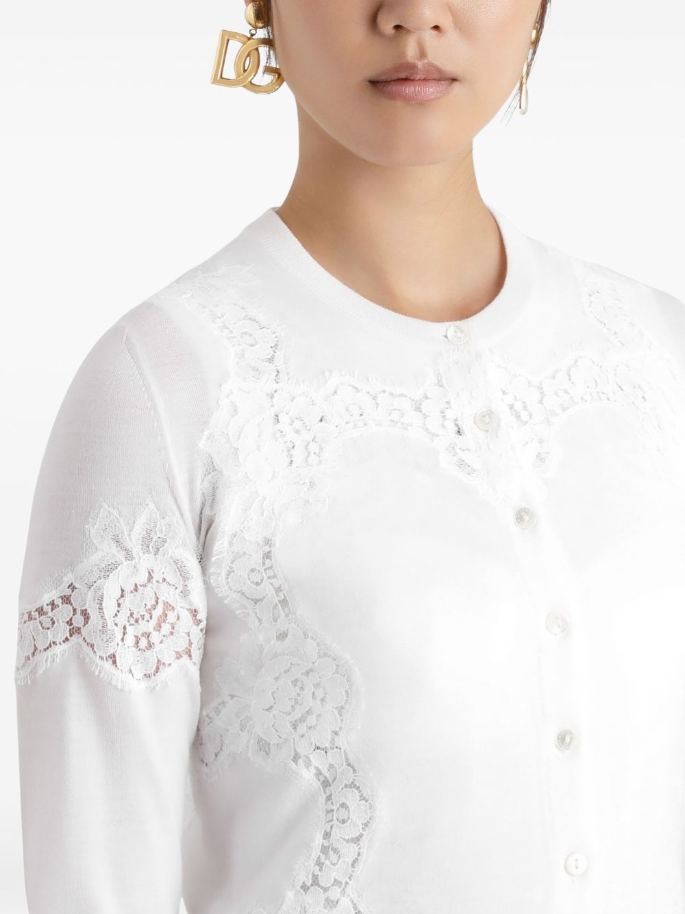 lace-detailing cardigan - 5