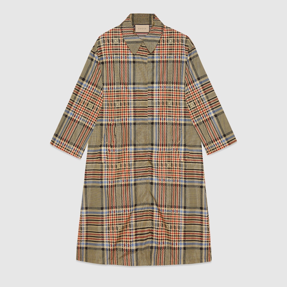 Square G tartan print nylon coat - 1