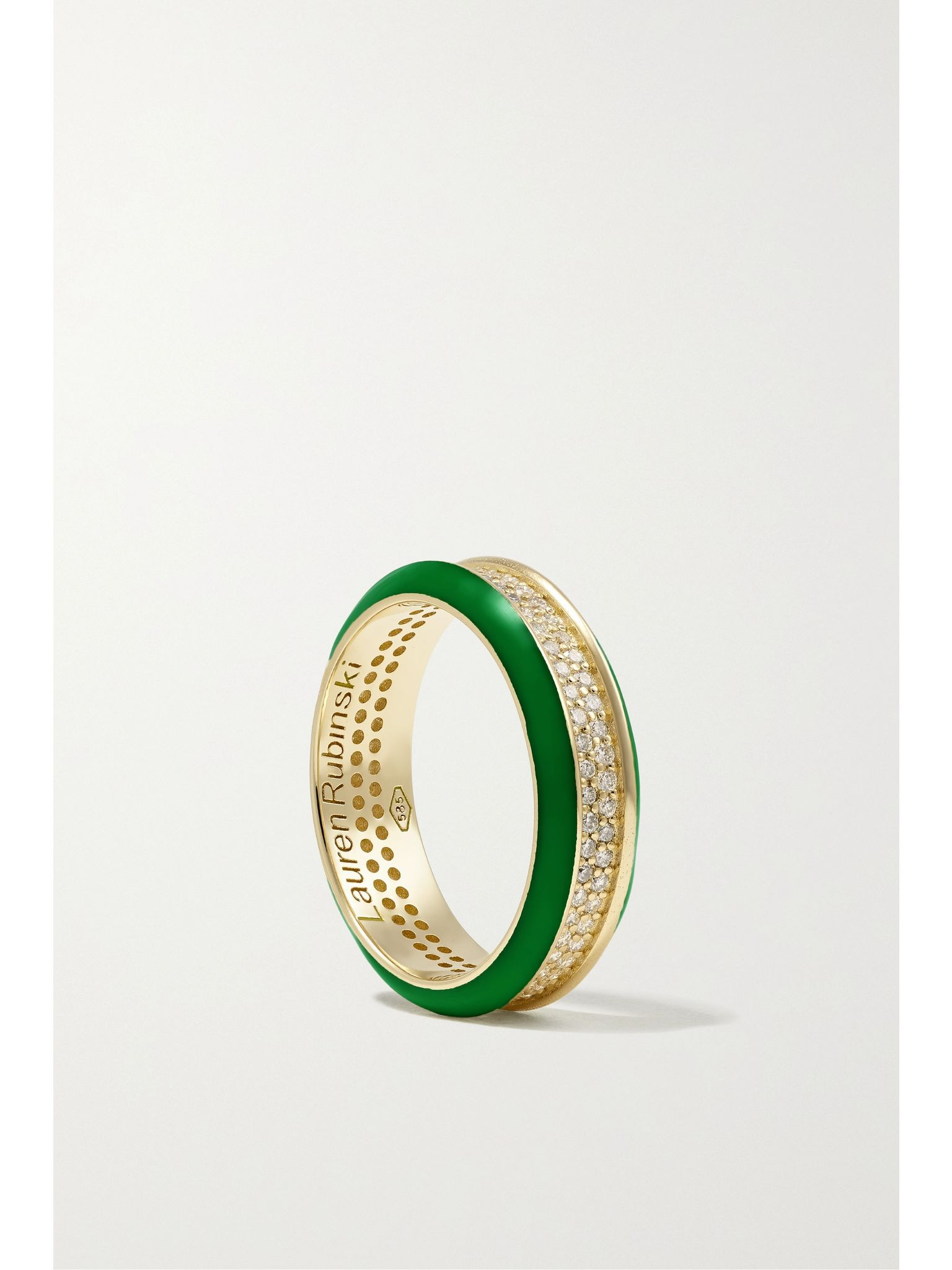 14-karat gold, enamel and diamond ring Green - 5