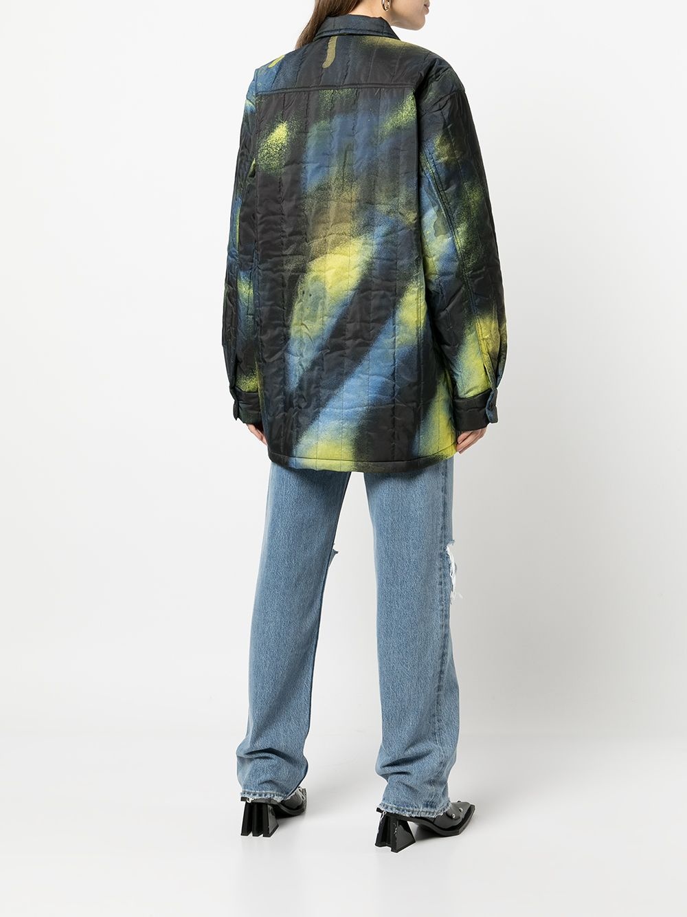 tie dye-print padded coat - 4