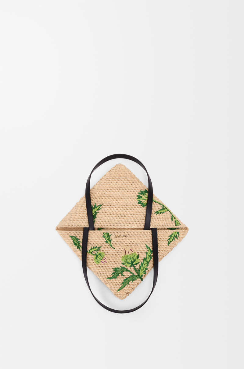 Medium Puzzle Fold tote in raffia and calfskin 8