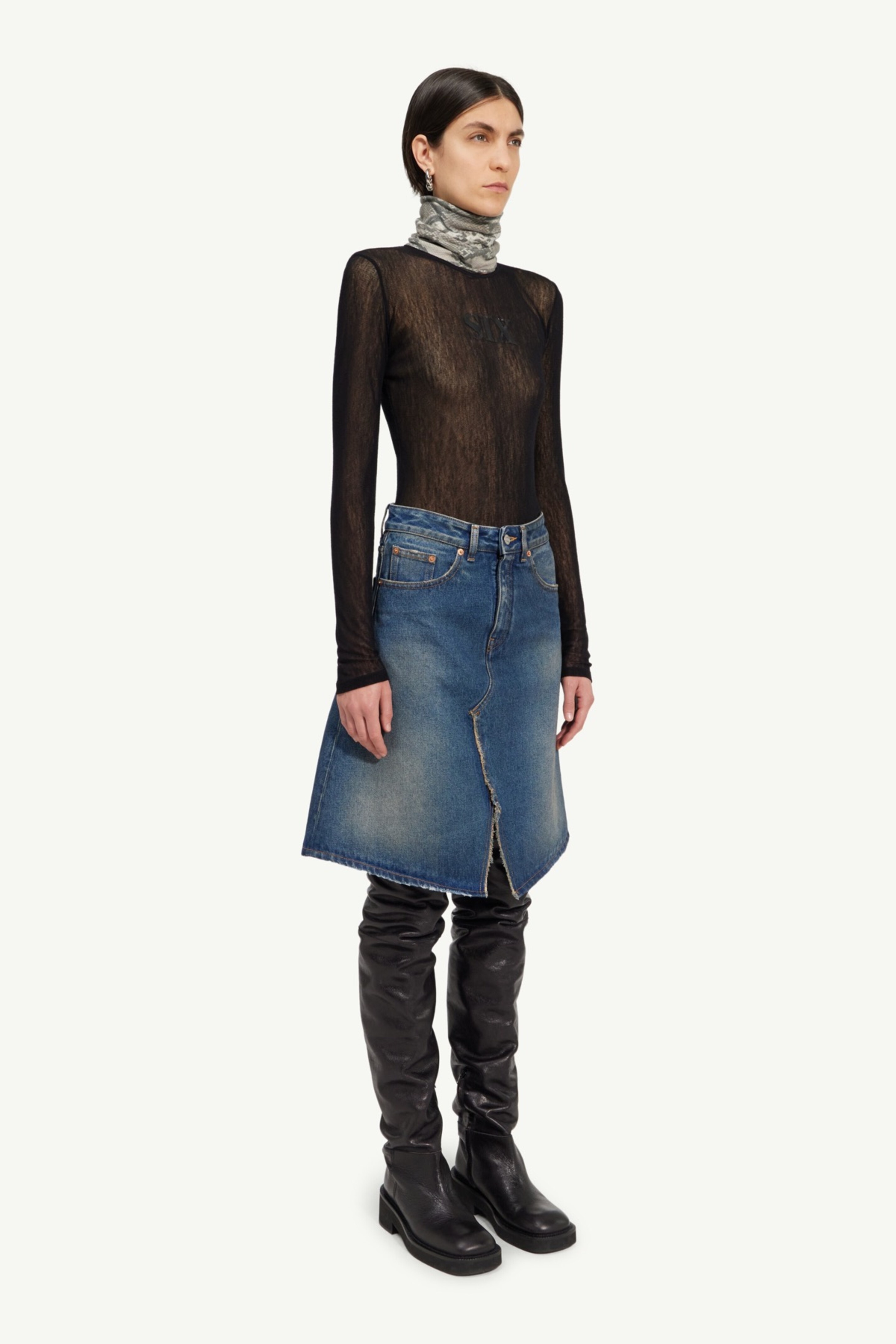Distressed denim skirt - 3