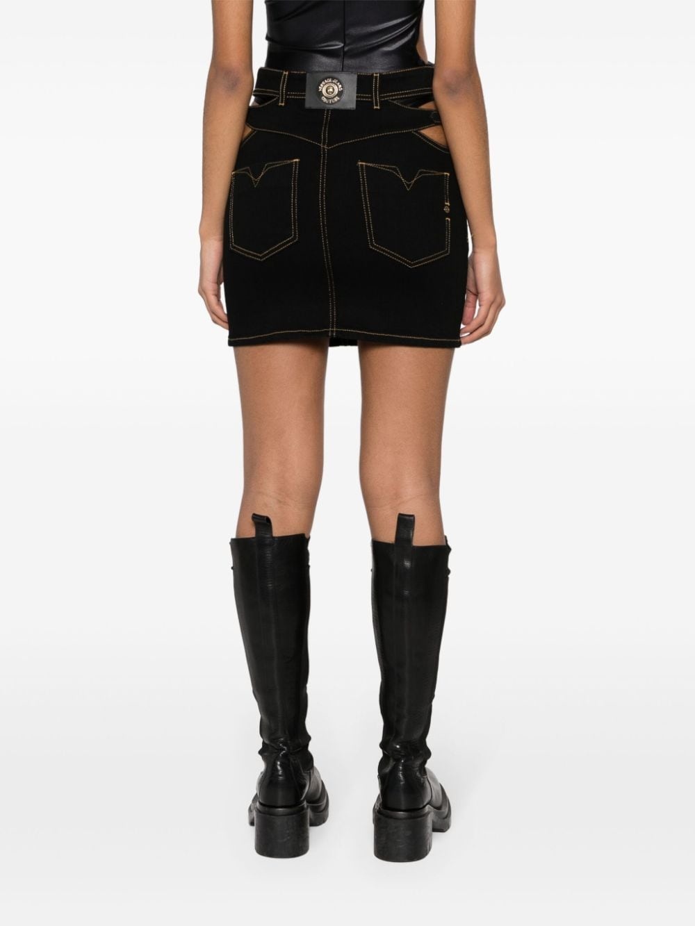Baroque buckle denim mini skirt - 4