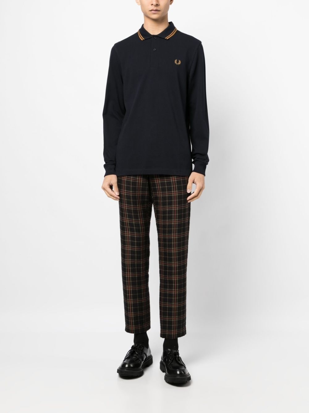 logo-embroidered long-sleeved polo shirt - 3