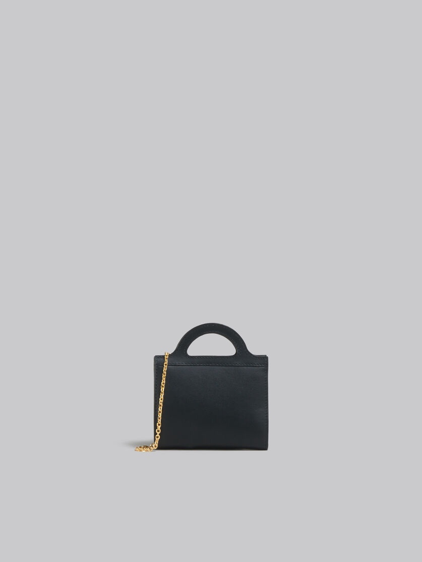 BLACK LEATHER TROPICALIA WALLET WITH CHAIN STRAP - 4
