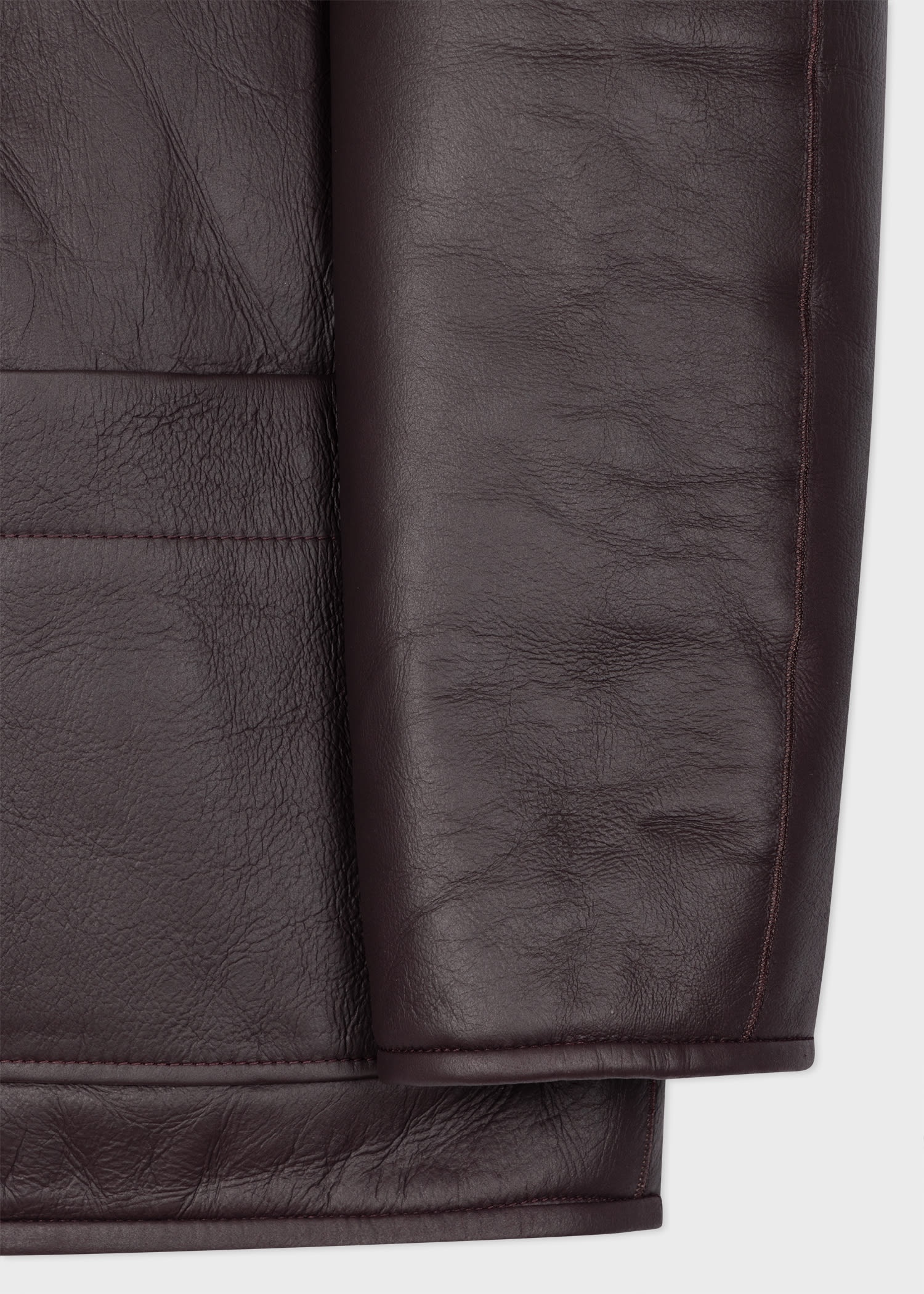 Aubergine Shearling Leather Jacket - 3