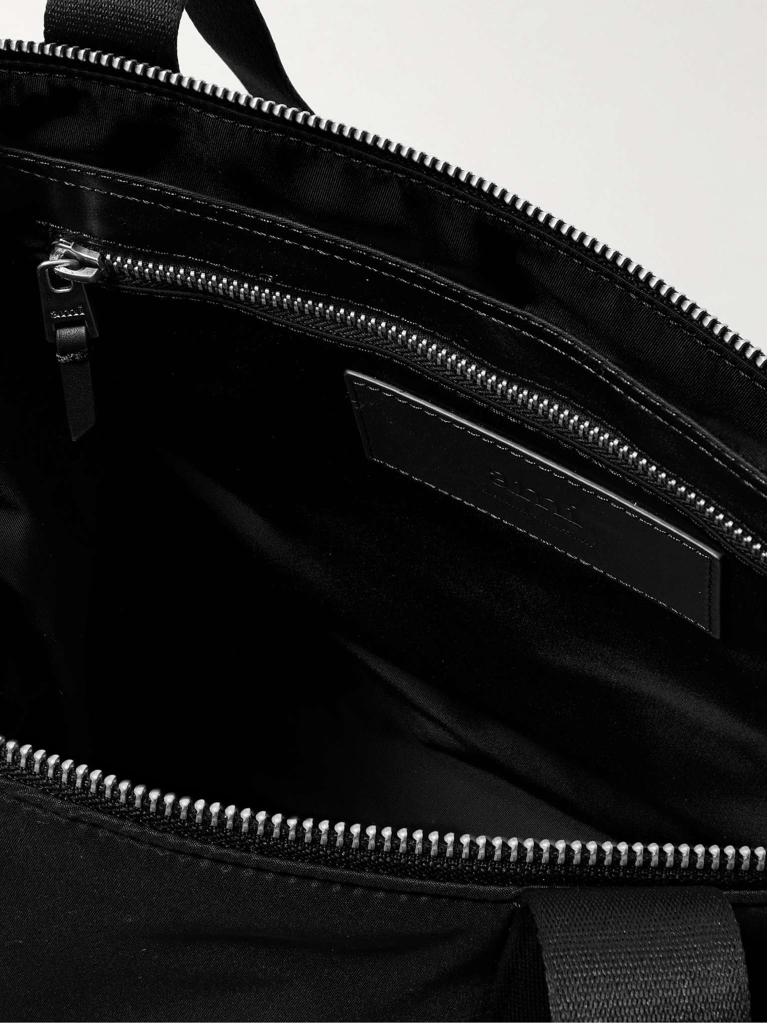 AMI Paris Leather-Trimmed Logo-Embellished Shell Tote Bag