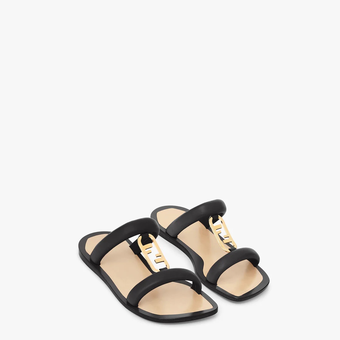 Black leather slides - 1