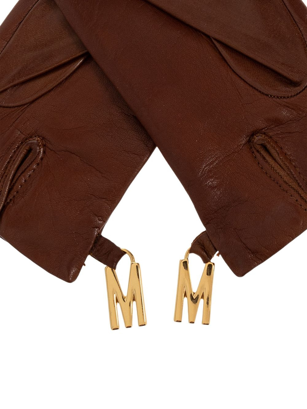 logo-detail leather gloves - 4