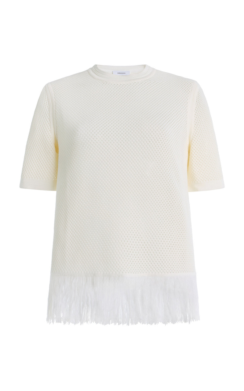 Wool Mesh Knit Sweater white 1