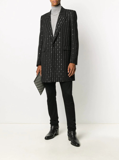 SAINT LAURENT striped single-breasted coat outlook