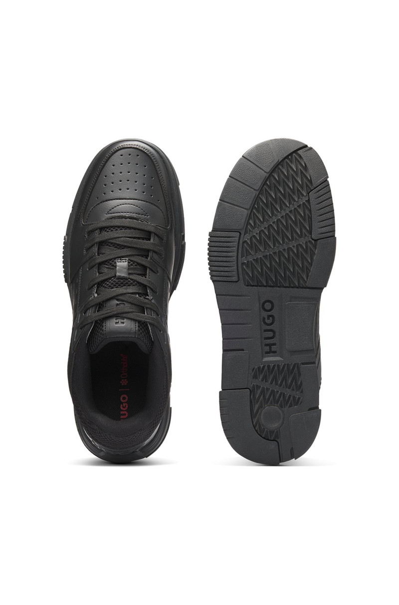 FAUX-LEATHER TRAINERS WITH MESH TRIMS 4