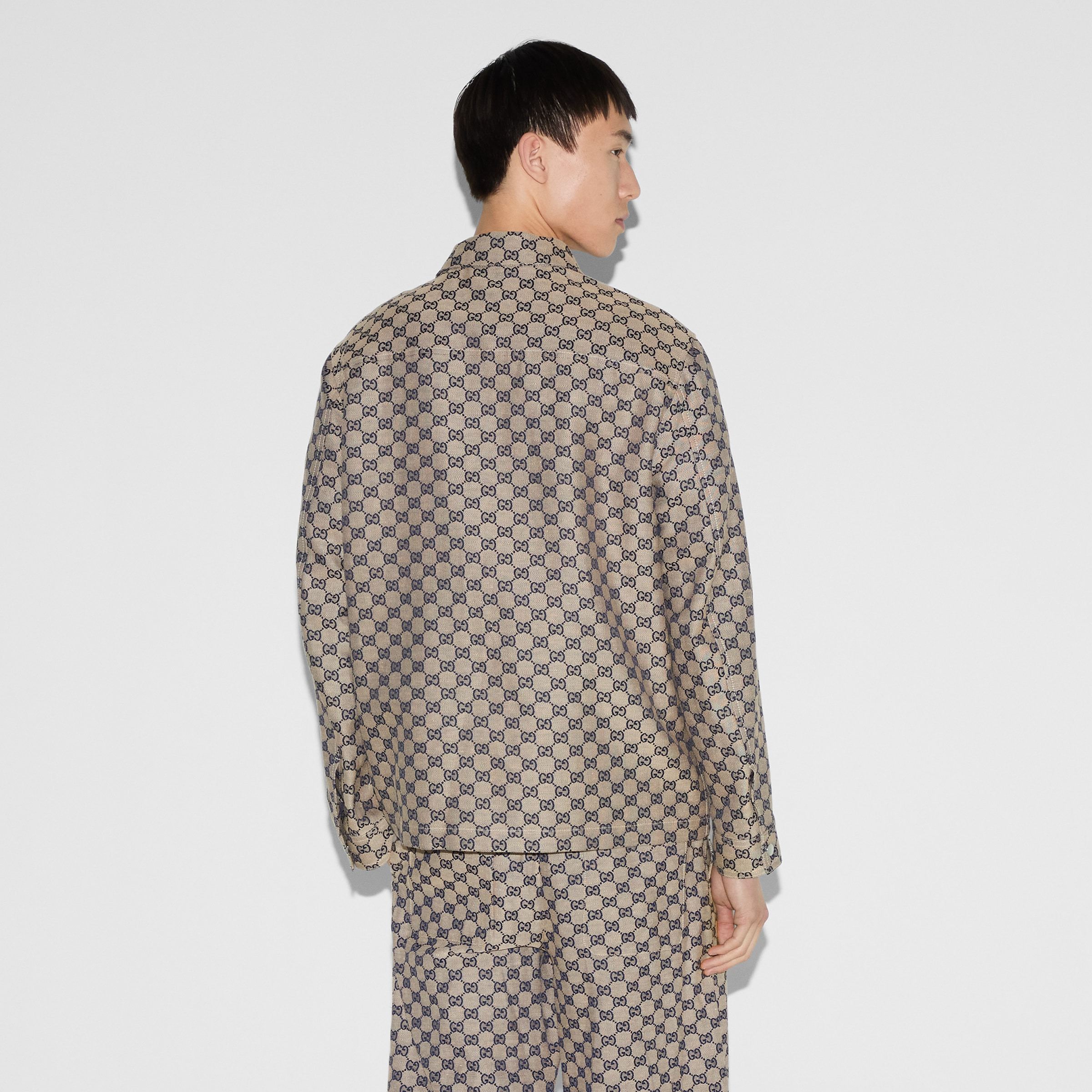 GG linen blend canvas jacket - 4